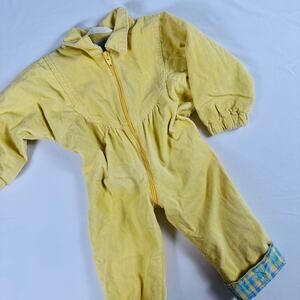 Vintage 1980s Team Sports 100% Cotton Thick Lined Corduroy Jumpsuit Sz 3 mo